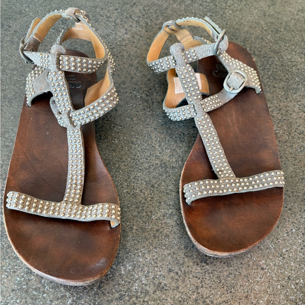 Calleen Cordero, handmade in LA, Studded Leather/Suede Sandals size 7